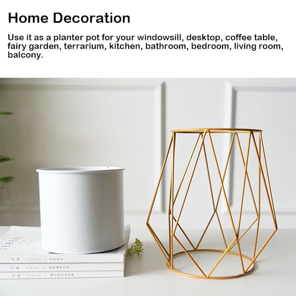 XJ-Nordisk stil plante saftig plante geometrisk kontor have vase blomsterkrukke displayholder stativ metal skrivebord til hjemmefirma geometrisk hvid