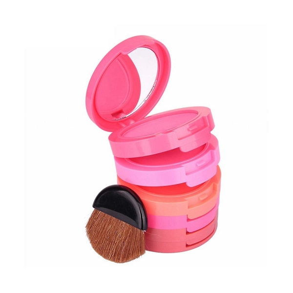 XJ-5-i-1 Vandtæt Blush 5-farvers Blush Palette Med Børste Spejl Flydende Blush Fersken