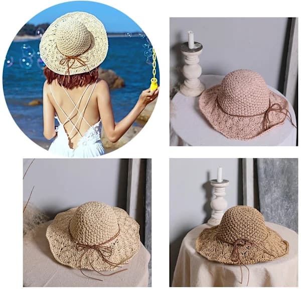 Foldbar Strandhat til Kvinder beige