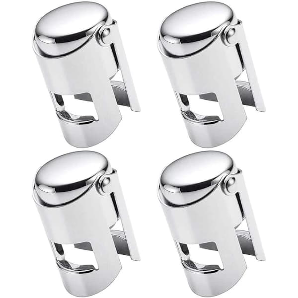 Champagnestoppar, 4-pack vakuumförseglade rostfria mousserande W