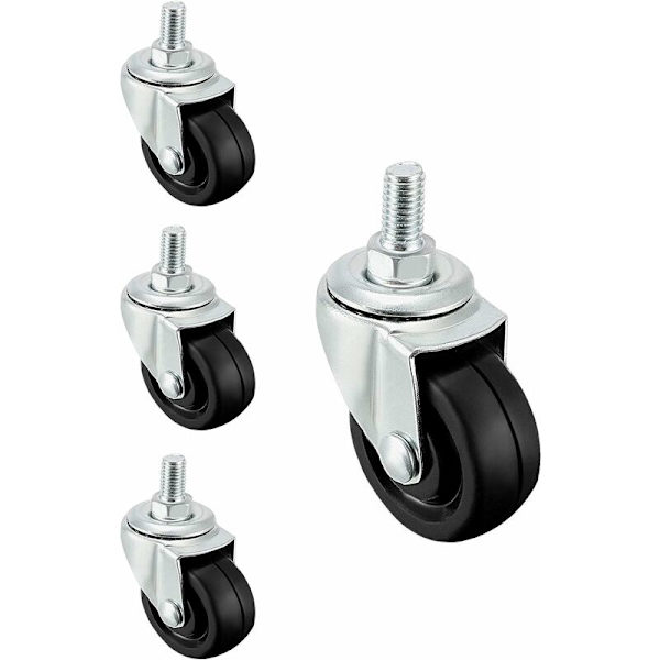 4-pack 40 mm rubber wheels with M8 threaded rod