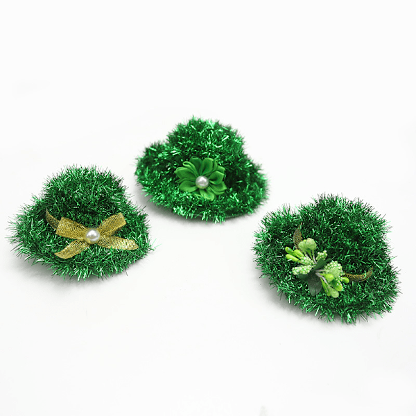 XJ-3 st. Patricks Dag Grøn Sløjfe Buket Blomster Hat Top Hårspænde