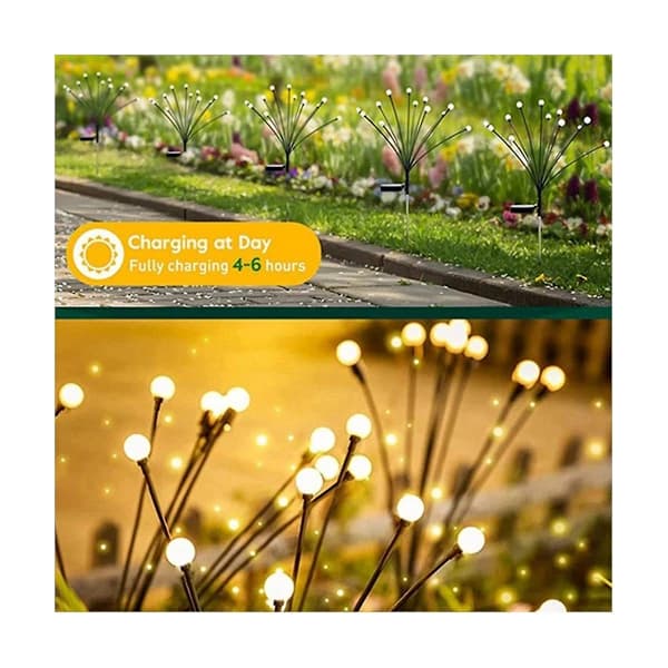 Solcellslampor för Trädgården - 2-pack 12 LED Eldfluge-effekt Solcellslampor, Vajar i Vinden, Vattentäta