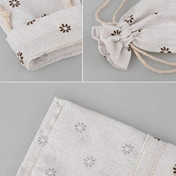 XJ-Små bomullspåsar i linne, 10x14 cm lavendelpåsar, 20 st dragskopåsar, praktiska presentpåsar för lavendel, smycken, festgåvor