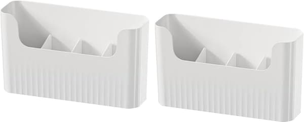 Kökslucka Förvaringslåda 2-pack, Väggmonterad Organizer i Plast för Folie och Fryspåsar, Vit