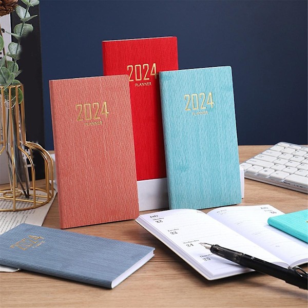 XJ-8 stk. 2024 Planner Pocket Notesbog, Lille Kalender Til Taske 17,3 x 9,6 cm, Daglig Ugentlig Og Månedlig