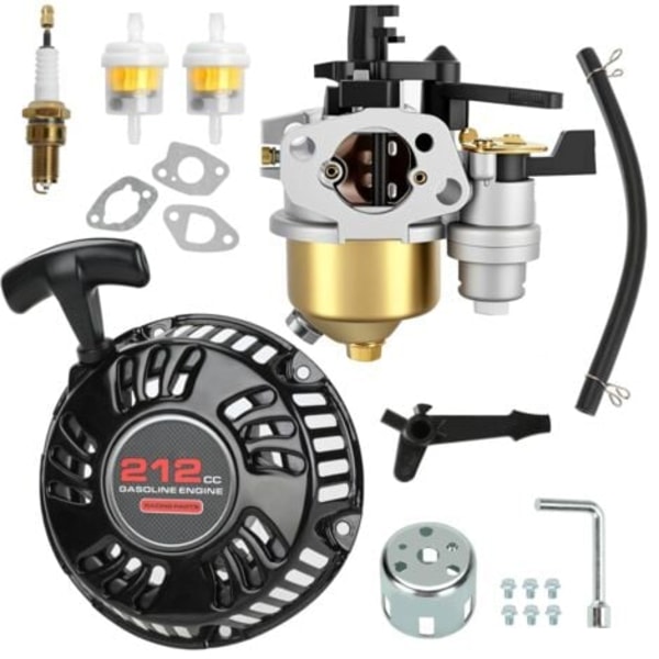 GX160 Rekylstarter & Karburator Samling Passer Predator 212cc 196cc 6.5hk Motor GX200 GX120 Coleman CT200U BT200X Mini Bike KT196 Go Kart Generator