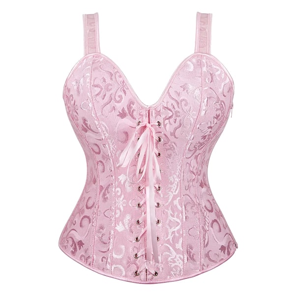 Pinkki Korsettitoppi Seksikäs Kukkaprintti Overbust Korsetti Brocade Victorian Seksikäs Alusasu Vintage Eksoottinen Kukka Burleski Povituki