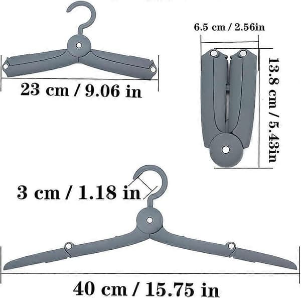 6-pack Foldable Plastic Clothes Hangers, Windproof and Space-Saving, Travel Hangers for Camping