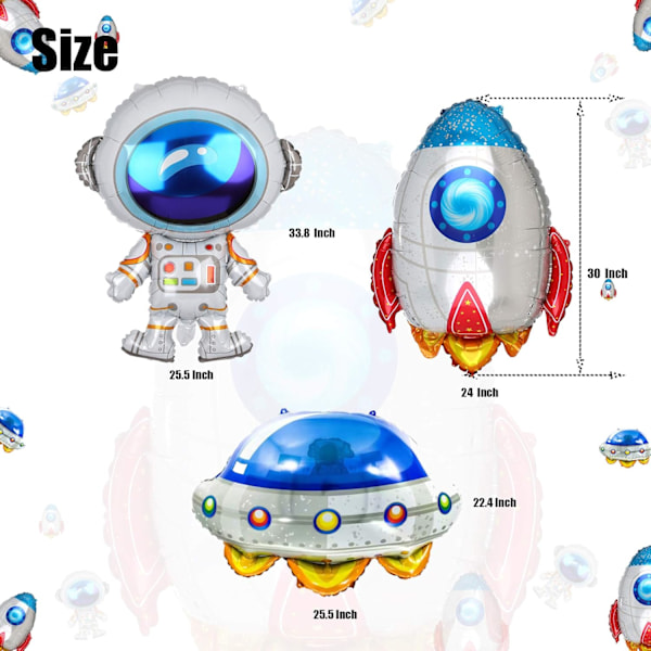 XJ-Ydre rum UFO-tema raket astronauter flyvende tallerken stor mylar folie ballon fødselsdagsfest dekorationer kit