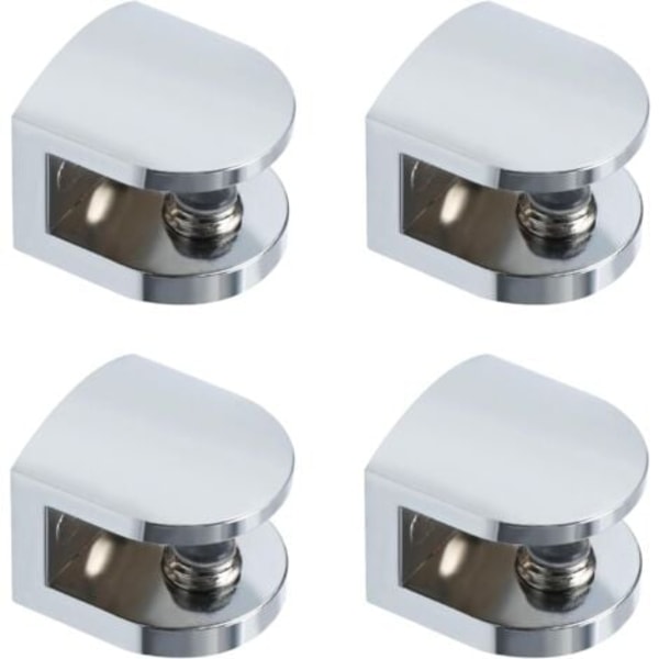 Glashyllfäste, Justerbart Clipfäste, Väggmonterat Stöd för 8-10mm Glashylla, Badrumsfäste, Polerade Krom Reservdelar, Förpackning