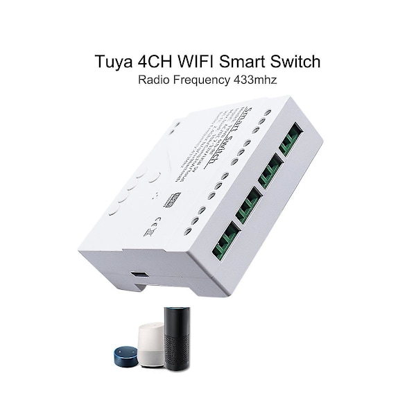 XJ-Tuya Älykäs Kytkin Wifi Diy Ajastin+kaukosäädin Ac/dc 7-32v 4ch Rf Smartlife Kodin Automatisointimoduuli Ale:lle