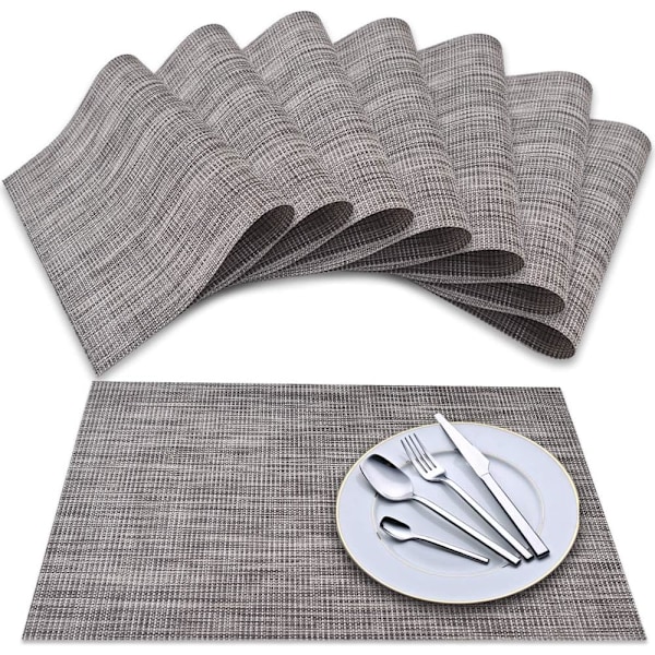 XJ-Pöytätabletit (8 kpl:n setti), Kudotut vinyyli Twill -pöytätabletit, Pestävät liukumattomat eristävät pöytätabletit