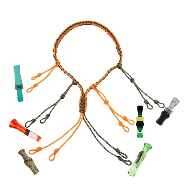 Jagtfløjte Lanyard Snor Udendørs Andekald Jagt Lokke Reb med 12 Justerbare Løkker