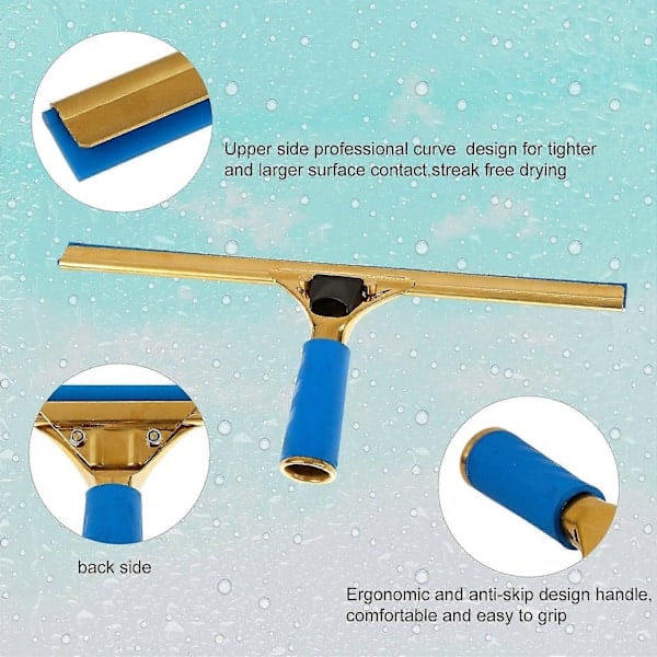 Professional Window Squeegee for Commercial Use, Window Cleaning Tool for Shower Doors, Windows and Car Glass, 1 pc - Gold
