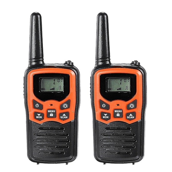 22-kanals handhållen walkie-talkie radio, 10 km räckvidd, UHF 400-470 MHz, dubbelband, lång räckvidd SvartOrange