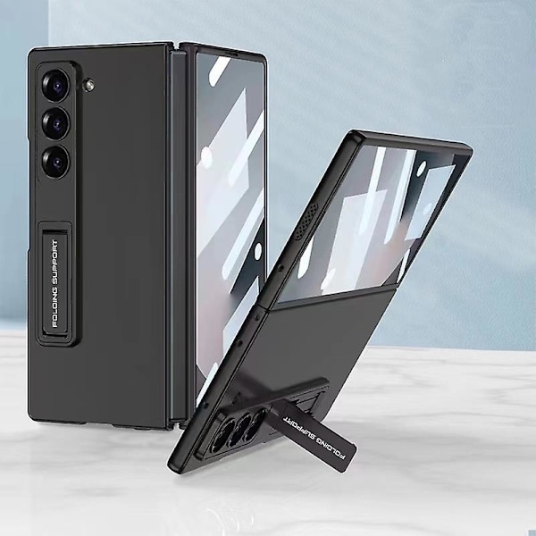 XJ-Fodral för Samsung Galaxy Z Fold 6 med skärmskydd, ultratunt, smalt PC-fodral med stötsäkert skydd och osynligt stativ