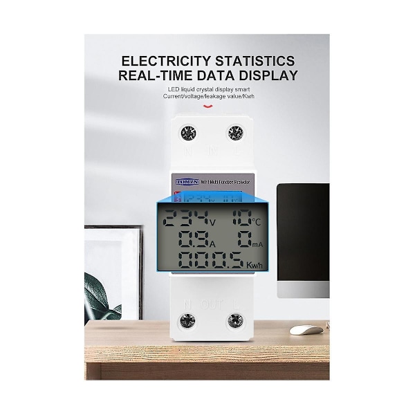 XJ-63a Tuya Smartlife Wifi Energimätare Kwh Mätbrytare Timer Med Spänning Ström Och Läckage Pr