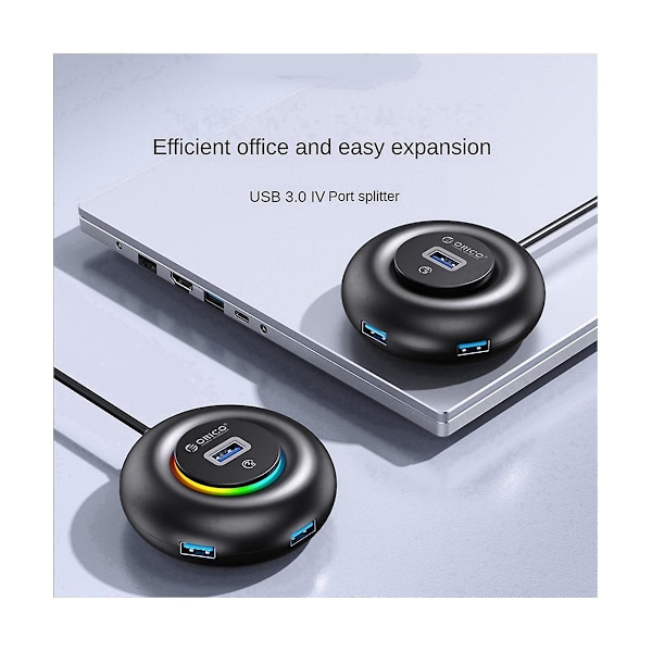 XJ-Portable Understøtter Hot-swappable Transport-stabil Usb 3.0 Hub Cirkulære Hub Dockingstationer, sort Y