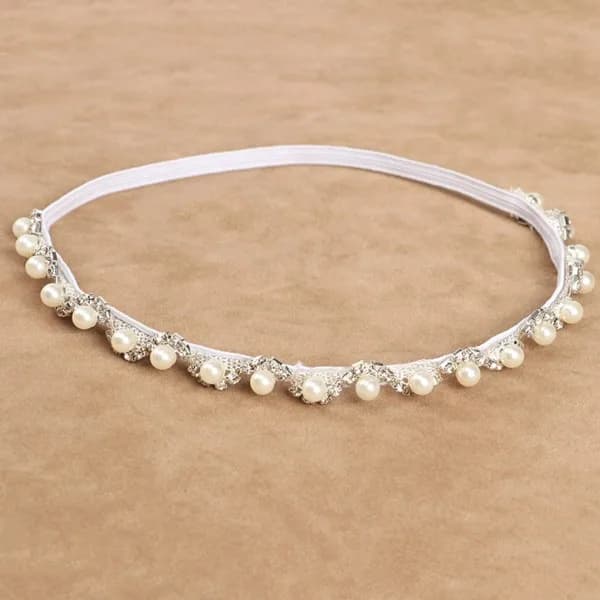 Barn Krystall Perle Blomst Pannebånd Faux Perle Rhinestone Sølv
