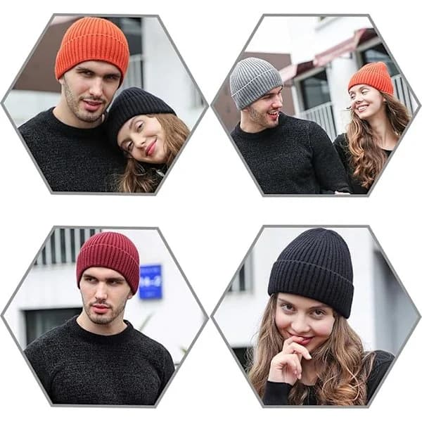 Vintermössa, Unisex Stretchig Mjuk Kant Skullcap, Termisk Randig Upprullningsbar Vintermössa