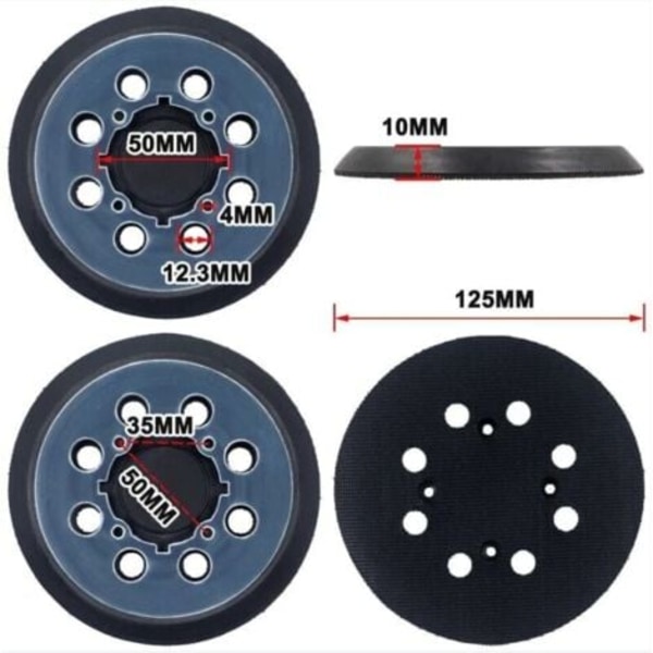 4-pack Slipplattor 8 hål för excenterslipmaskin DWE6423、DWE6421、DCW210B 125 mm
