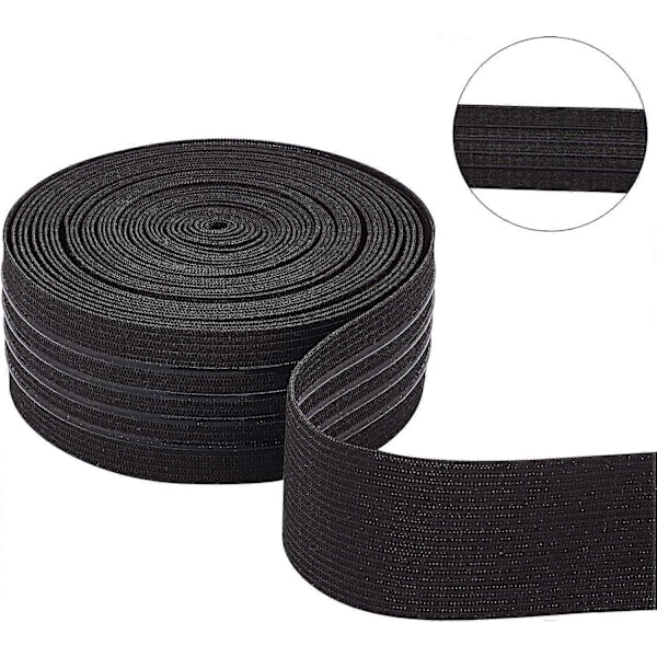 6 meter 37 mm Bred Halkfri Elastisk Band Rak Silikon Elastisk Grippband Platt Midjeband för Sömnadsprojekt Kläder Svart