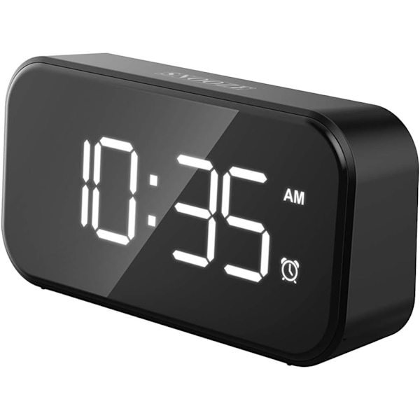 XJ-LED Digital Väggklocka Sängbordsklocka med Sladd, 5 LED Digital Display Snooze Väggklocka, 12/24 Timmar, 6 Ljusstyrkenivåer, Snooze-funktion, Vit