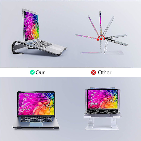 XJ-Laptopstativ til skrivebord, Soqool computerstativ til skrivebord, ventileret ergonomisk aluminium bærbar computer stativ kompatibelt med Macbook Air Pro