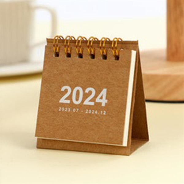 XJ-4st Mini Bordskalendrar Från Jan. 2024 - Dec. 2024 Fickkalender 6,5 x 7,5 cm (vit, Brun,