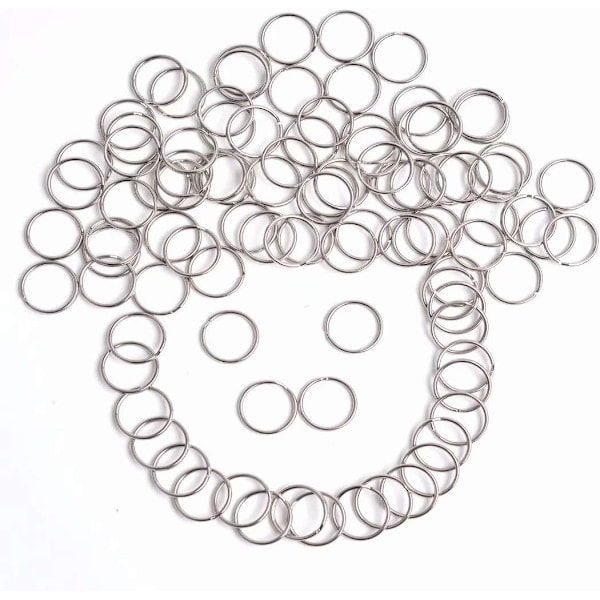 100 stk 25 mm runde nøkkelringer