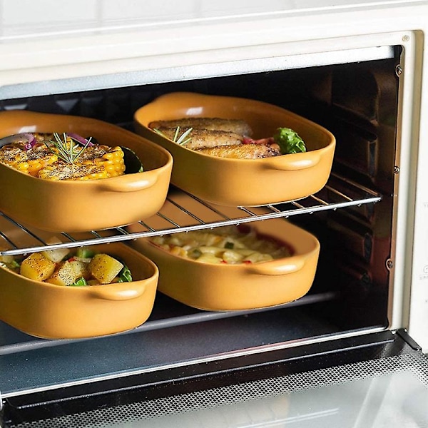 2 stk. Matt Gul Keramisk Bakeformsett For Ovn Lasagneform