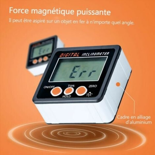 Digital Inklinometer, 0-360°, Magnetisk Bas