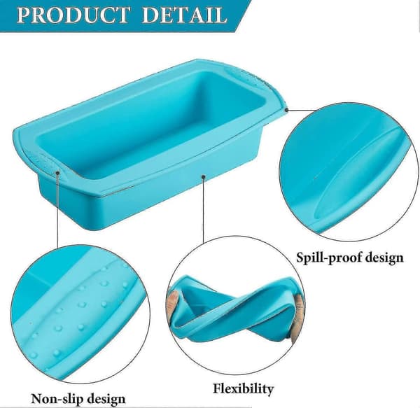 Silicone Loaf Pan, 3-Pack, Non-Stick for Cake, Meatloaf, and Pie