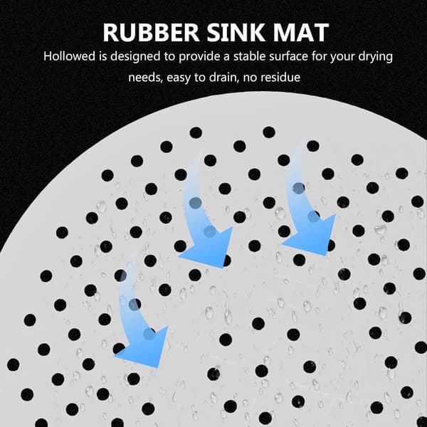 Diskbänksmattor, 2-pack runda diskbänksskydd i gummi med dräneringshål för diskbänkar, vit, 31 cm