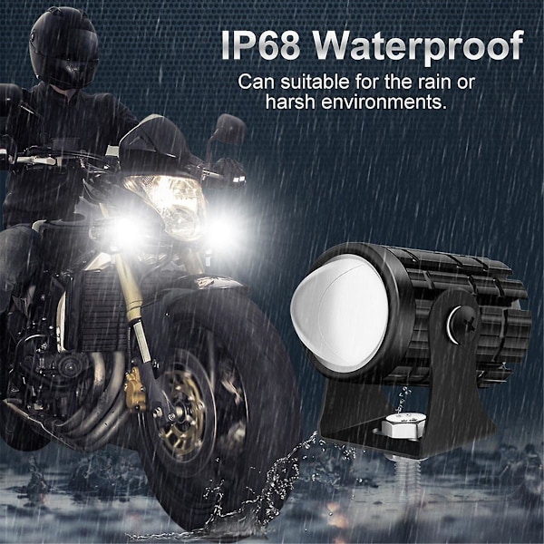 XJ-12-80v 1500lm Bil LED Arbetslampa Projektorlins Hi-lo Ljusmotorcykel Dirt Bike Spotlight Extraljus