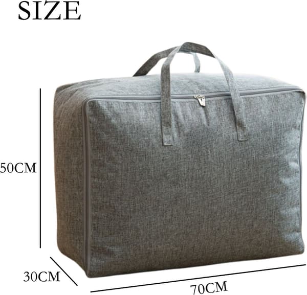 Oppbevaringspose for dyner, XXL, grå, 70x50x30, for tepper, puter, dyner