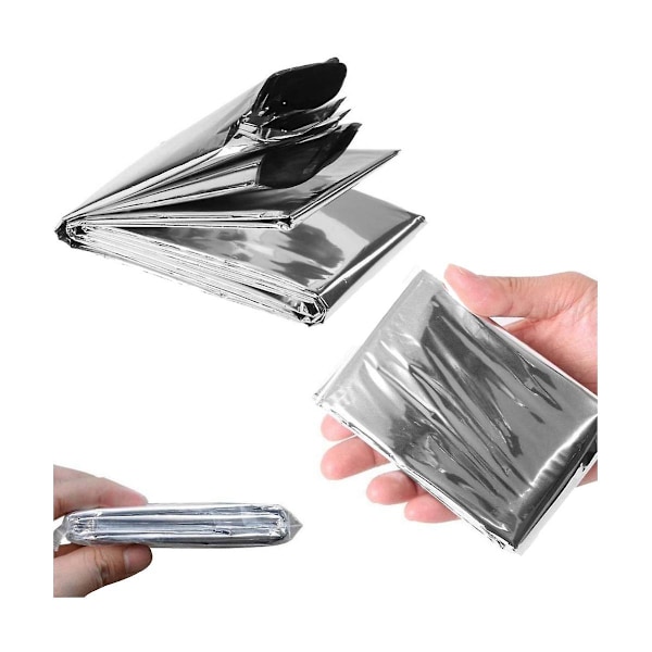 XJ-10st Utomhus Nödfilt Vattentät Rymdgardin Folie Termisk Filt 130x210cm Silver