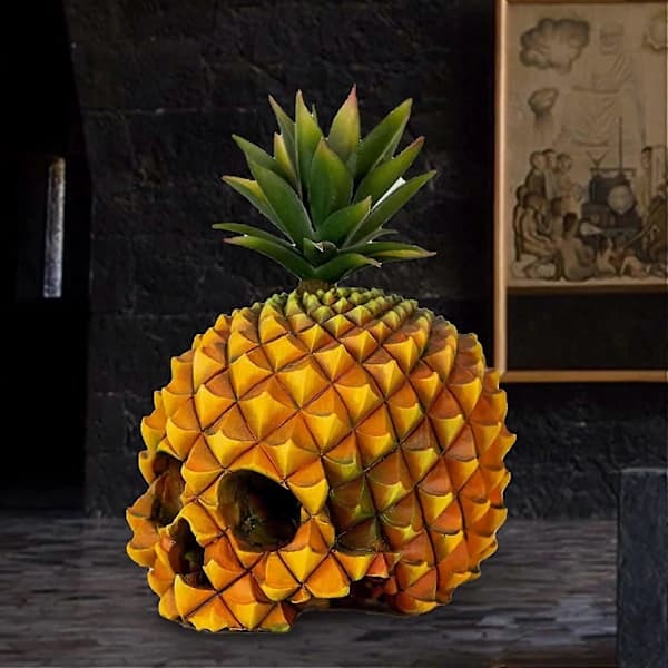 Ananas Dødninghode Dekorasjon, Ananas Dødninghode Modell i Resin, Realistisk Morsom Halloween Dødninghode Statue