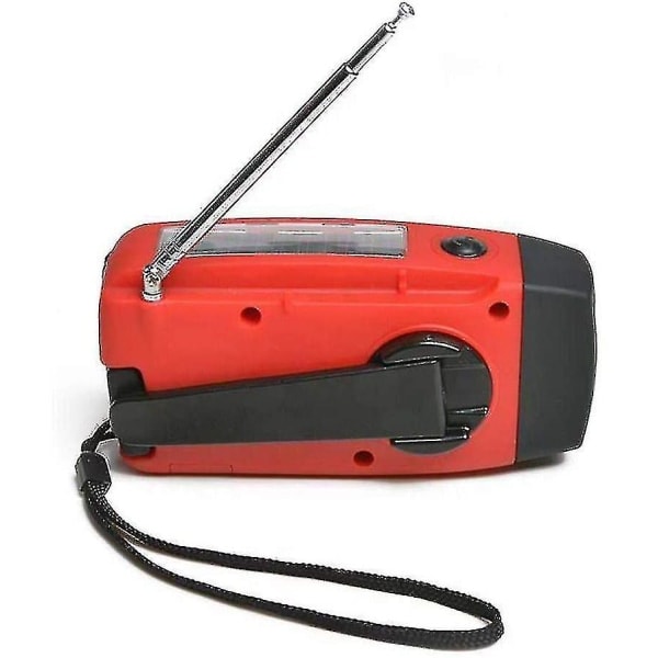 Laddningsbar radio, nödradio solcellsdriven bärbar 2000mah power ficklampa