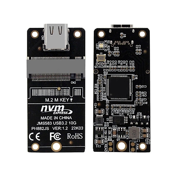 XJ-M.2 Till Typ-c SSD-Kapsling Adapter M2 Nvme Hdd-Kapsling Mellankort Jms583 Chip 10gbps Suppo