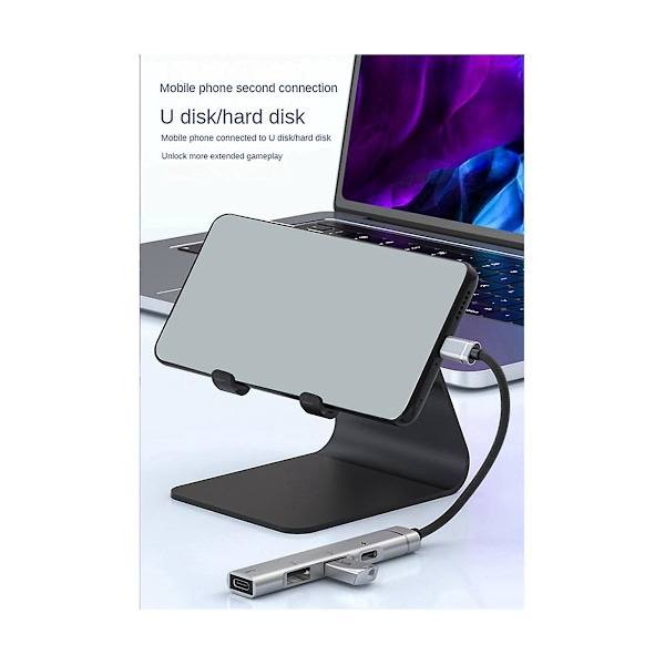 XJ-För Android Mobiltelefon Dator Surfplatta Portabel Pd Laddningshubb Typ-c Usb C Expansionsdocka, grå