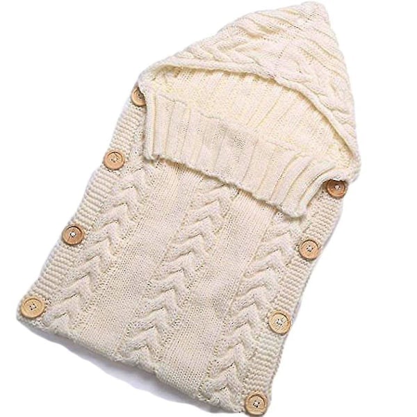 Stickad Sovsäcksfilt för Barnvagn Baby Åkpåse med Fleecefoder, Varm Ficka Stickad Mysig Påse för Bebisar Nyfödda (YJD)