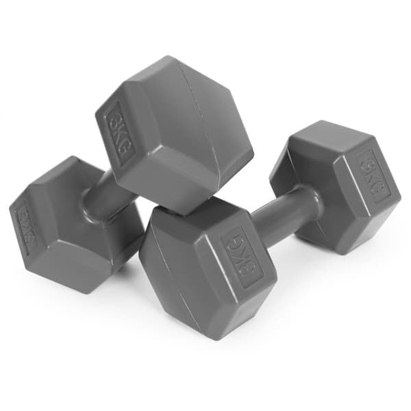 XJ-Hex käsipainosetti 2x3 kg, treenipainot, kuntoilupaino, harmaa, ModernHome