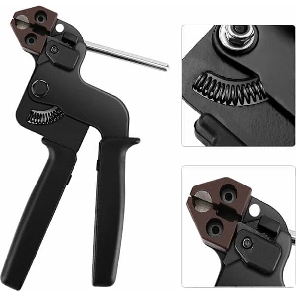 Kabelbindepistol i rustfrit stål, Kabelbindetang i rustfrit stål med skærefunktion, Metalbåndspistol, Spændeværktøj til kabelbindere