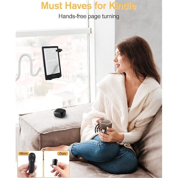 Fjernkontroll for sidevending, ring for Oasis, Bluetooth E-leser-kontroller, for ring, svart