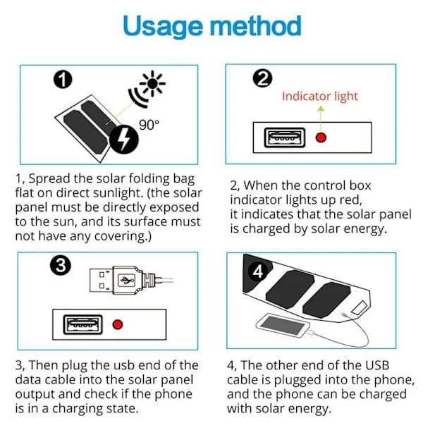 Solpaneloplader til nødsituationer med USB-port