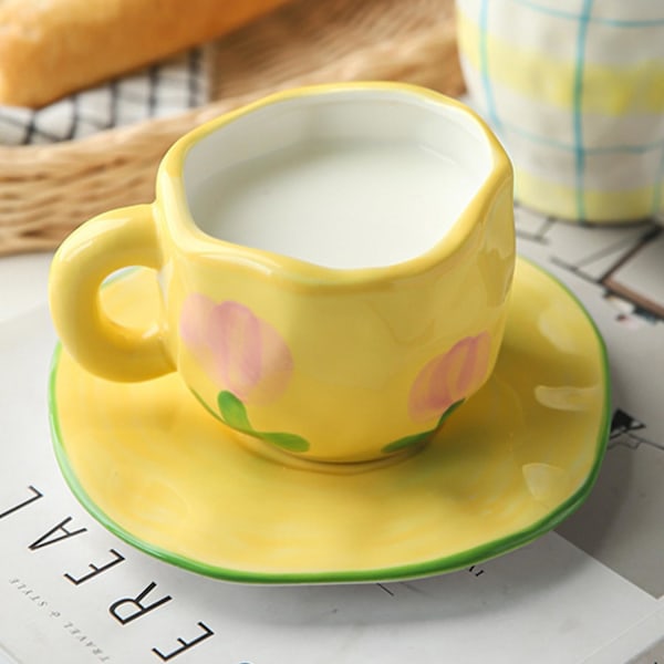 XJ-Kaffeset med fat Söt present till kvinnor Kaffekopp med fat 250 ml Keramisk kopp Födelsedagspresent till kvinnor flicka mamma flickvän