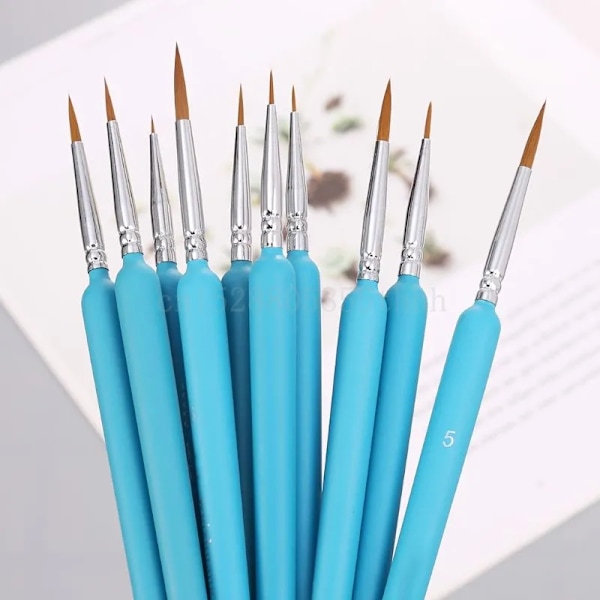 Engros 9 stk./sæt Fine Detail Paint Brush Miniature Små pensler til maling Micro Artist Paints Penselsæt Skole-/kunstartikler