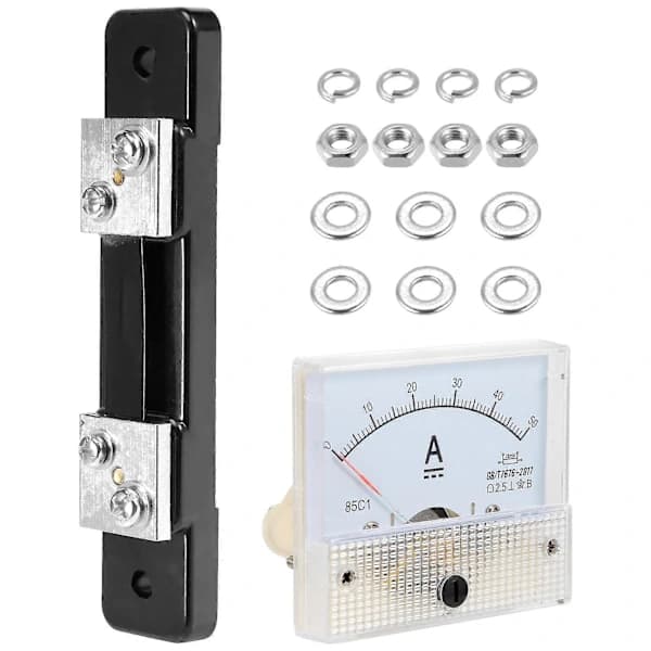 DC 0-50A Analog Amperemeter Strømmåler Strøm Panel + 50A 75mV Shuntmodstand